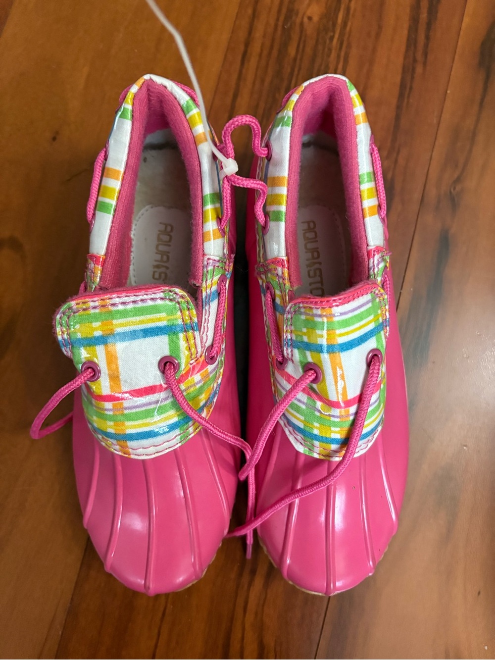 Pink Plaid Duck Rain Boots for Kids